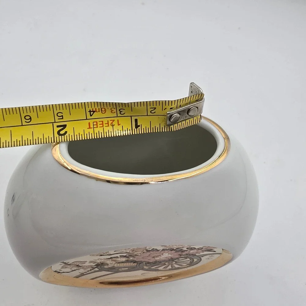 Art of Chokin Japanese Vase 24K Gold Silver Gilded Flower Cart Ceramic 5in N4